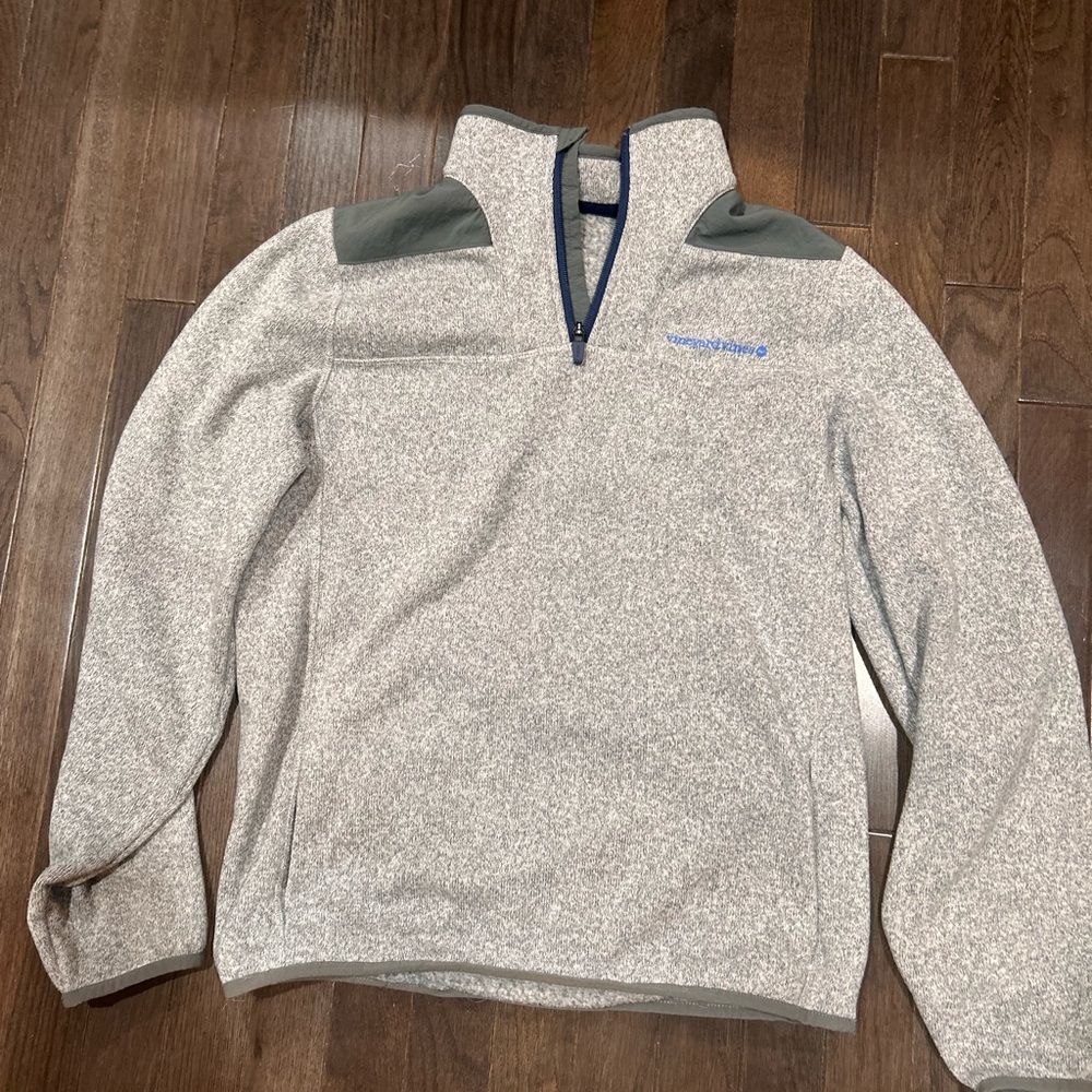 Vineyard Vines Men's Zip-Up Sweater in Gray and blue small